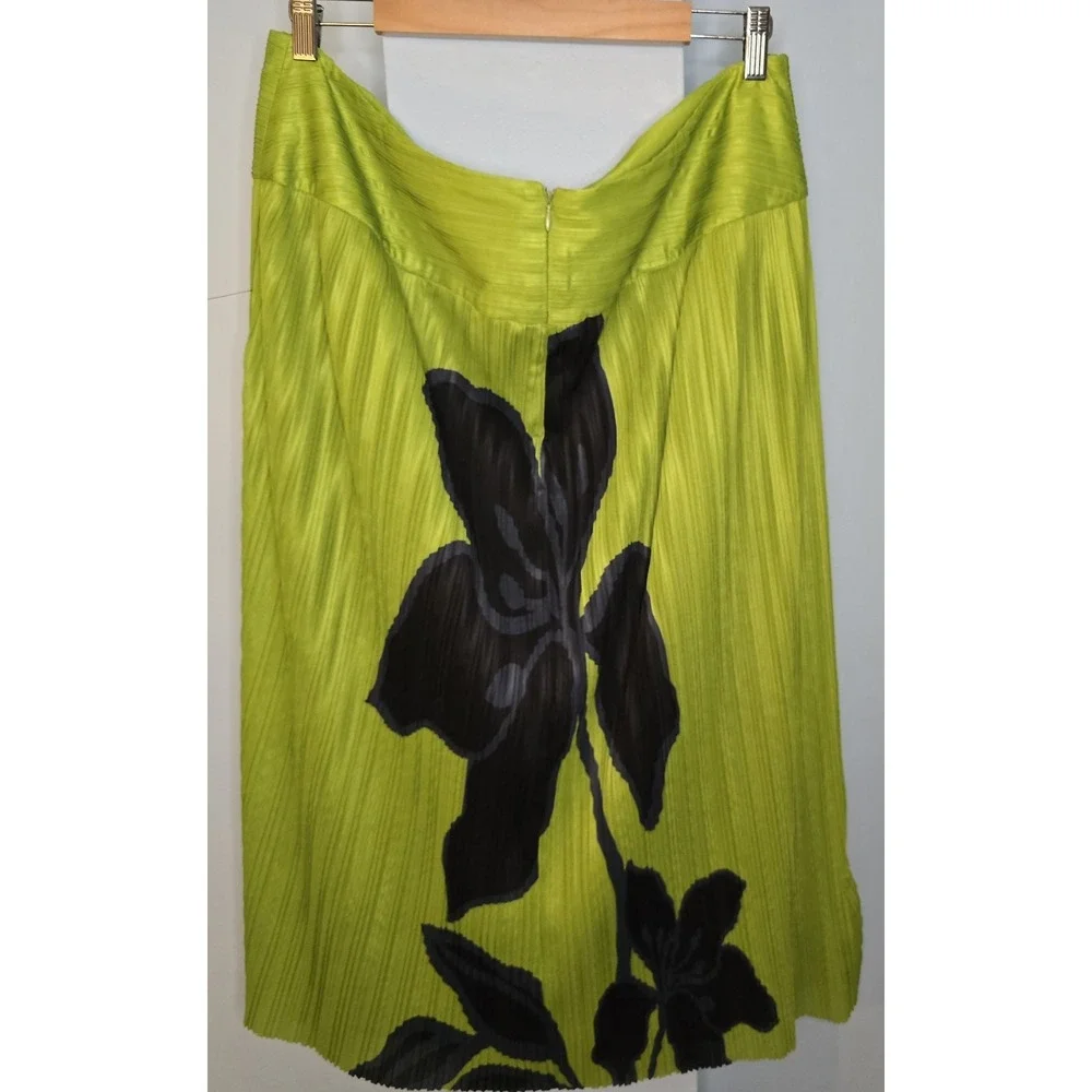 New Rare ELOQUII Women Skirt 16 High Waisted Knit Pleated Midi Skirt green - Picture 3 of 7